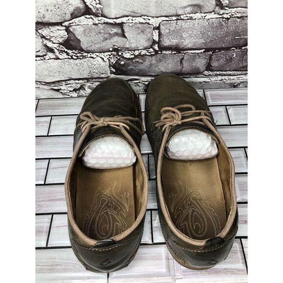Olukai Honolulu Lace Olive Green Leather Casual Oxfords Shoes Men’s Sz 10.5M US main image 14